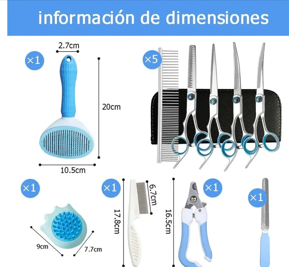 Pet Grooming Scissors Set, Curved and Straight Hair Cutting Scissors for Dog Grooming, Hairdressing Tools, Cross-Border