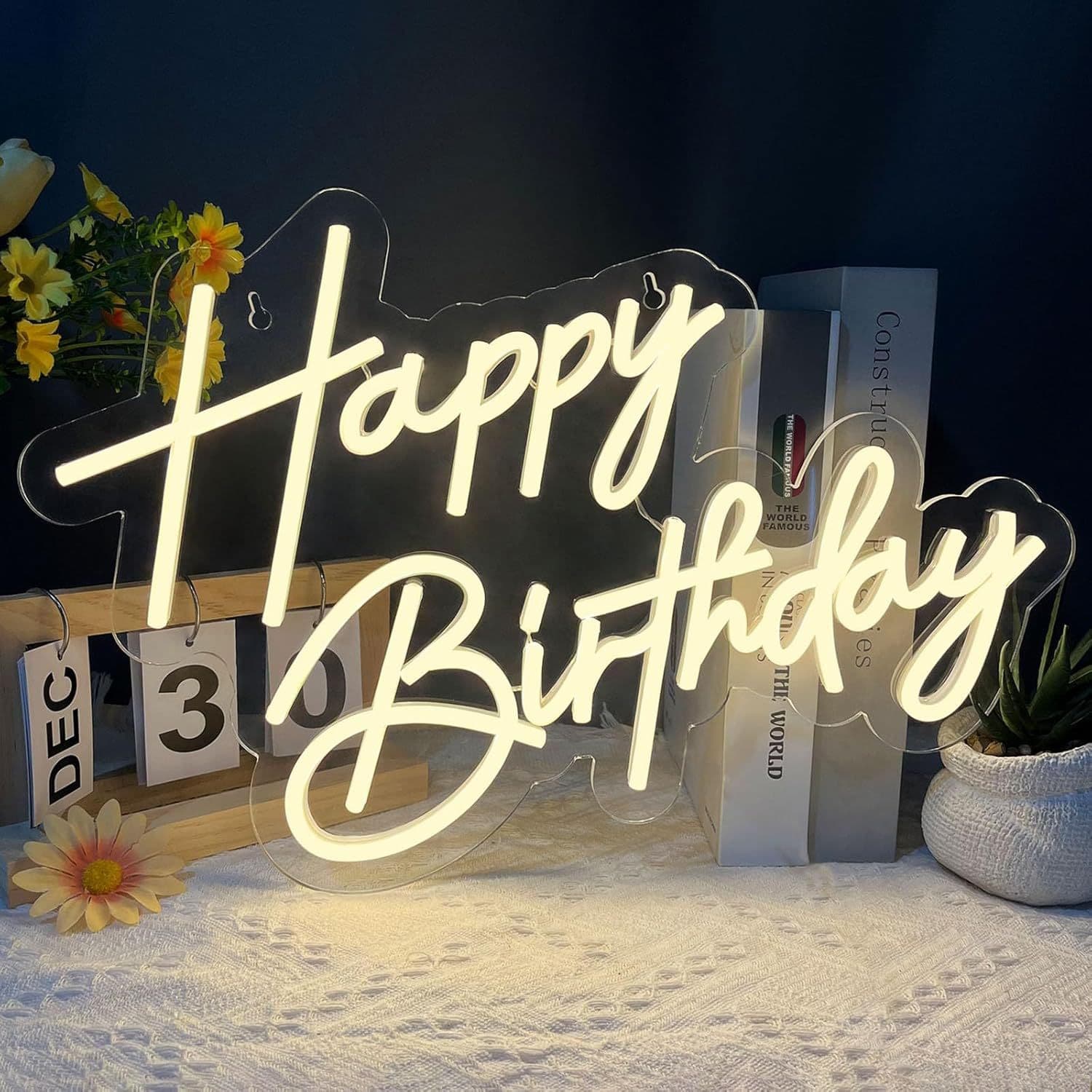 Amazon Best-Selling Happy Birthday LED Neon Sign LED Advertising Sign for Hotel Room Decoration