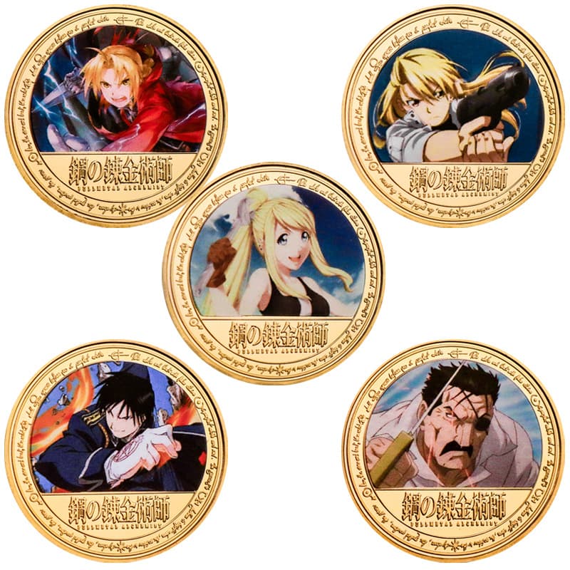 Fullmetal Alchemist Commemorative Coin Anime Coin Collectible Die-Cast Metal Coin Badge Gift