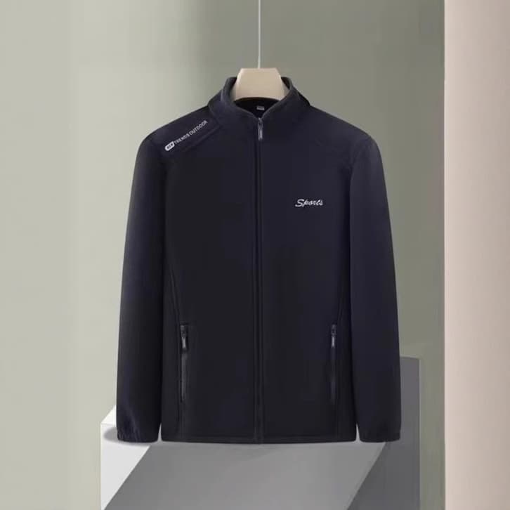 Polar Fleece Men's Stand Collar Zip-Up Open Front Jacket Spring/Autumn/Winter New Arrival Thickened Solid Color Fashion Warm Factory Direct Sale