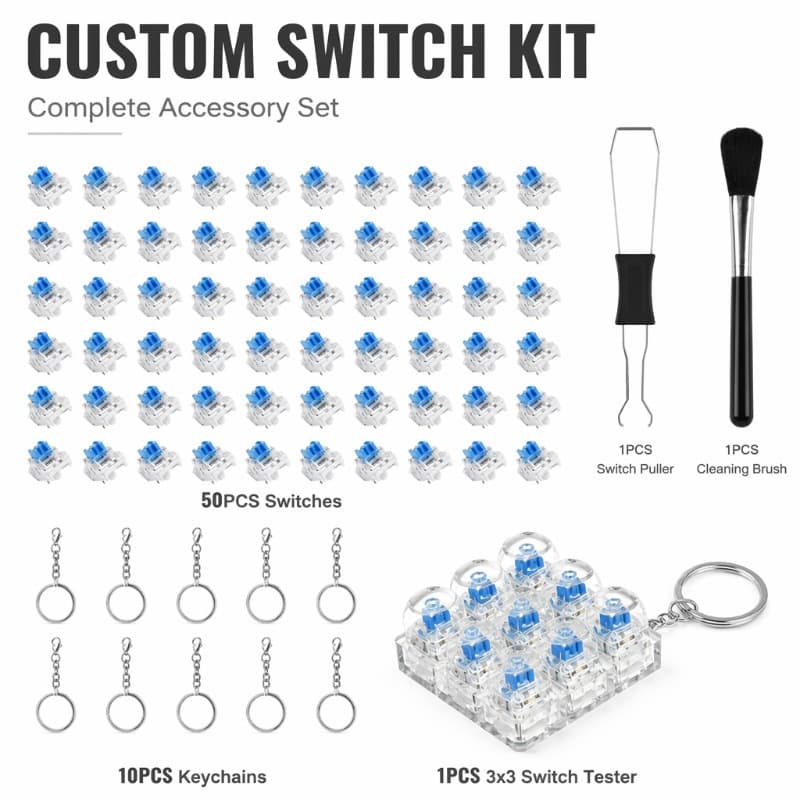 Key Press Fidget Keyboard Keychain Stress Relief Toy Decompression Gadget Keyboard Switch Puller