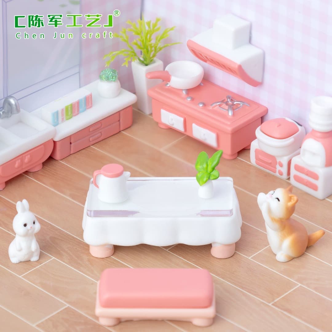 Creative Pink Pastel Dollhouse Kitchen Items, Miniature Landscape DIY Decoration Accessories Tiny Figurines