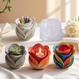 Yindian Rose Cement Aromatherapy Plaster Cup Mold DIY Resin Storage Cup Flower Pot Decoration Silicone Mold