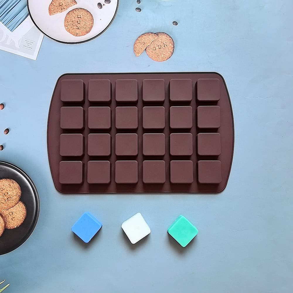 24-Cavity Square Ice Cube Tray 673 Chocolate Cookie Silicone Mold Candy Pudding Mold Cake Baking Tool