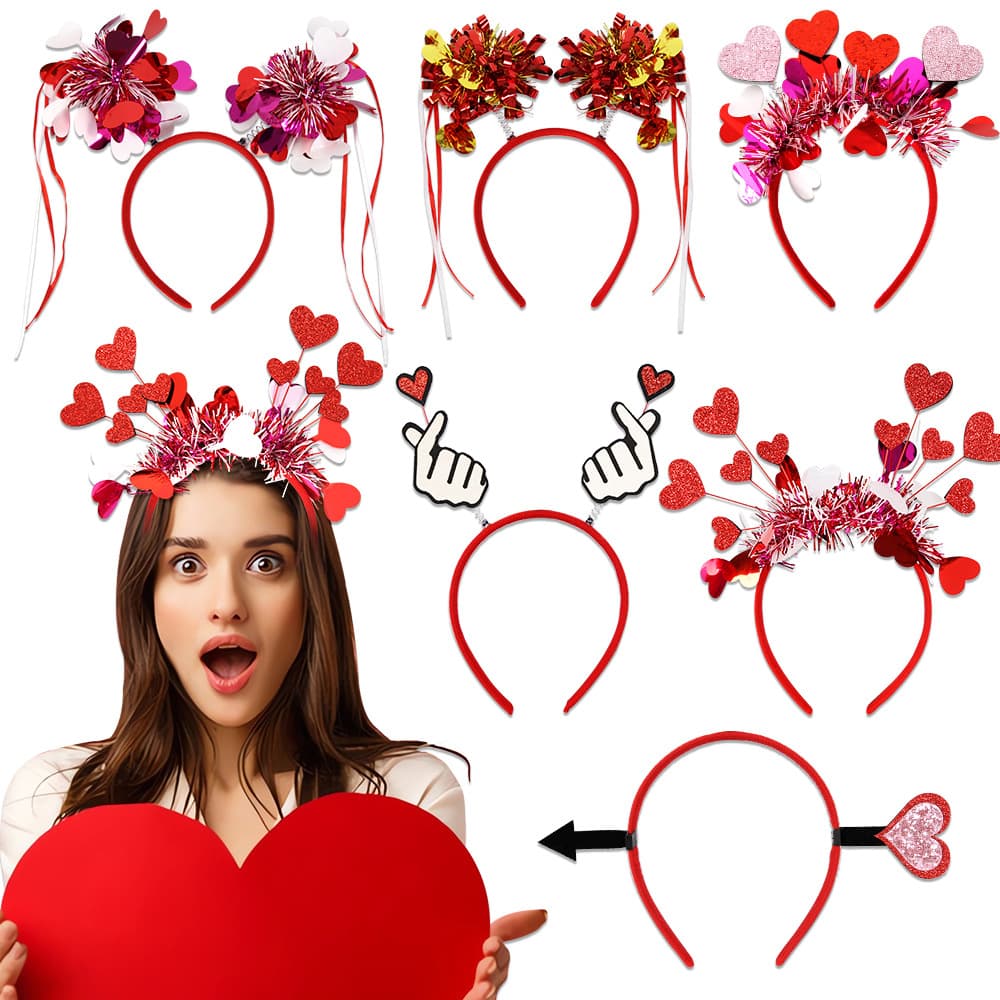 Valentine's Day Heart Shaped Hairband Wedding Party Decoration Red Heart Headband Single Party Photography Props