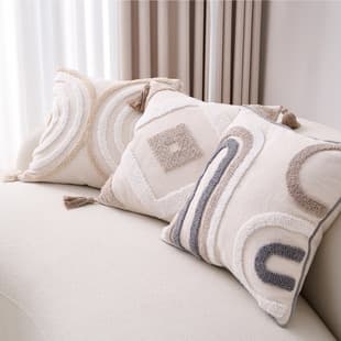 Linen Bohemian Ins-Style Throw Pillow for Sofa, Living Room, Bed Headrest, Window Seat, with Tassels and Insert