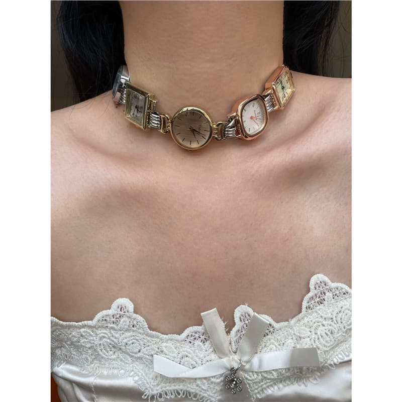 RORY niche watch pendant spliced titanium steel cyberpunk design unisex choker necklace