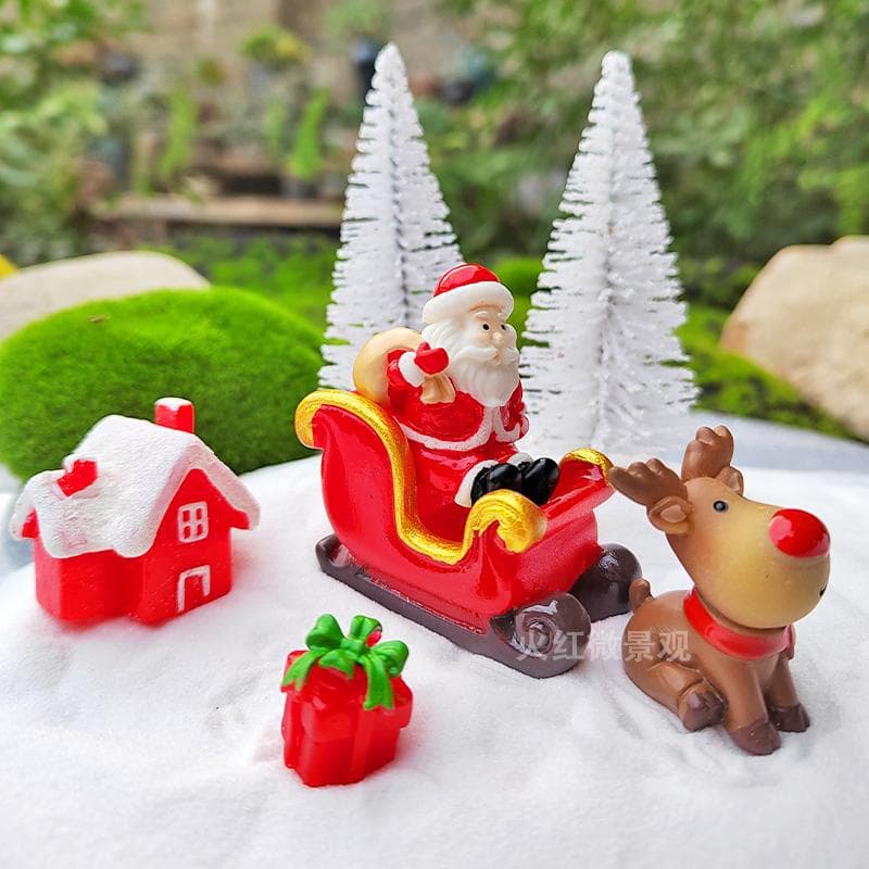 Christmas decoration ornaments micro landscape elk sleigh deer car Santa Claus snowman home ornaments atmosphere gift