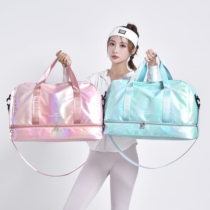 Cross-Border Fitness Bag 2023 New Shiny Water-Resistant Handbag Large Capacity Storage Travel Bag Sports Crossbody Bag