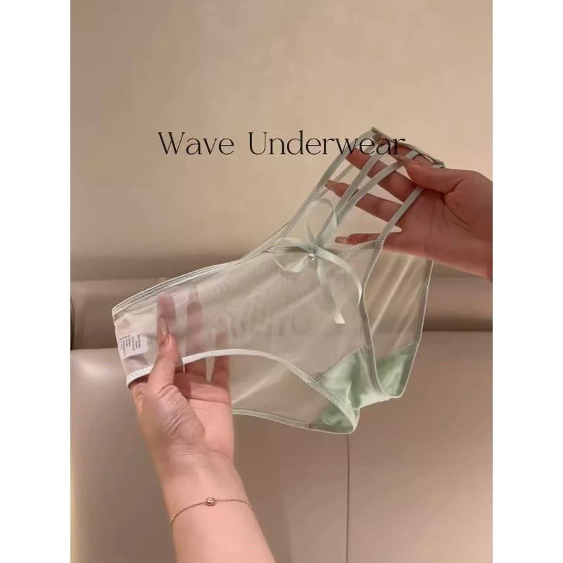 Sweet Soft Darling ~ Tea-Style Top Gentle Feeling Panties ~ Pure Desire Bow Mesh Transparent Underwear ~