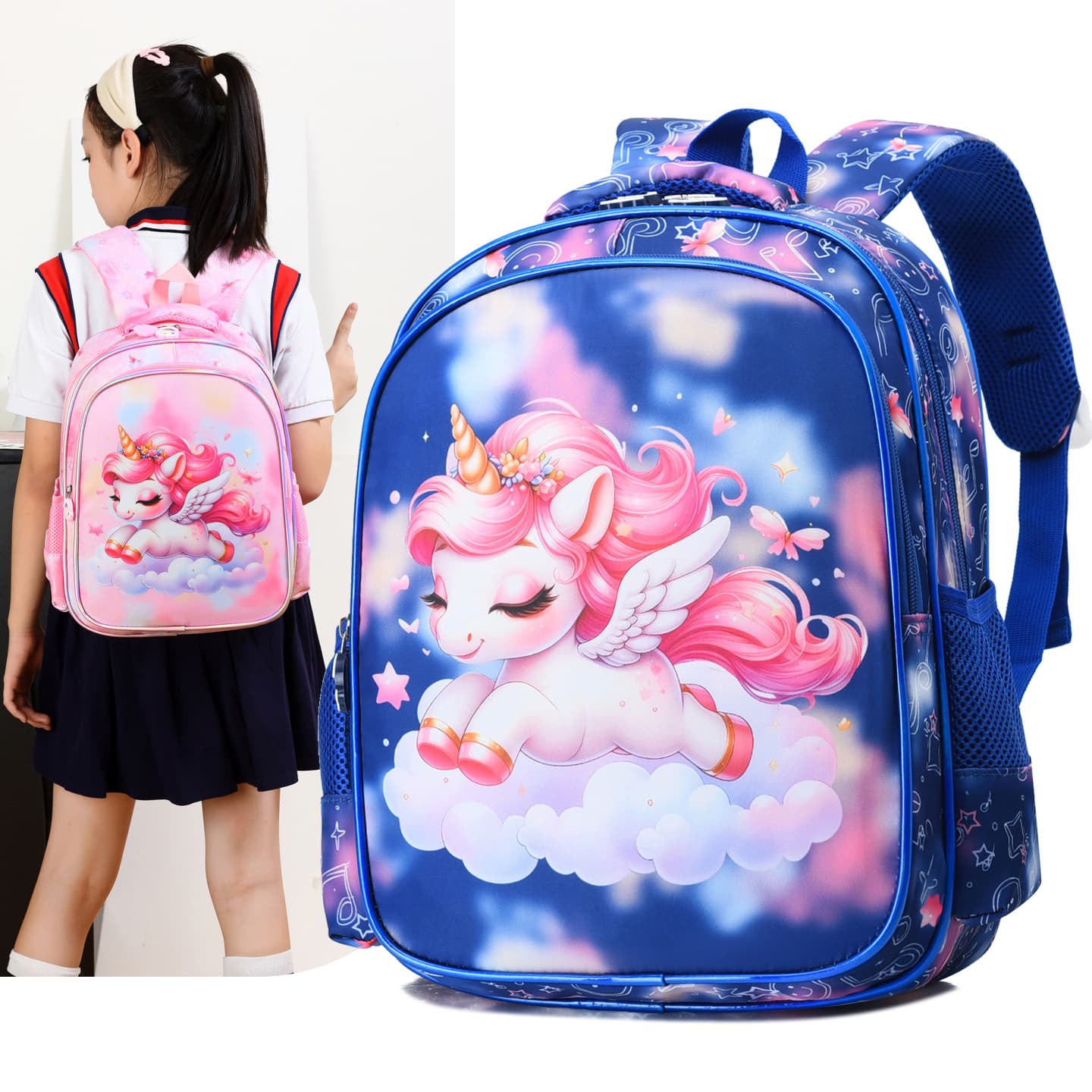Kids Backpack Cute Cartoon Kindergarten School Bag for Girls Lightweight Double Shoulder Bag First Grade Primary School Student Backpack