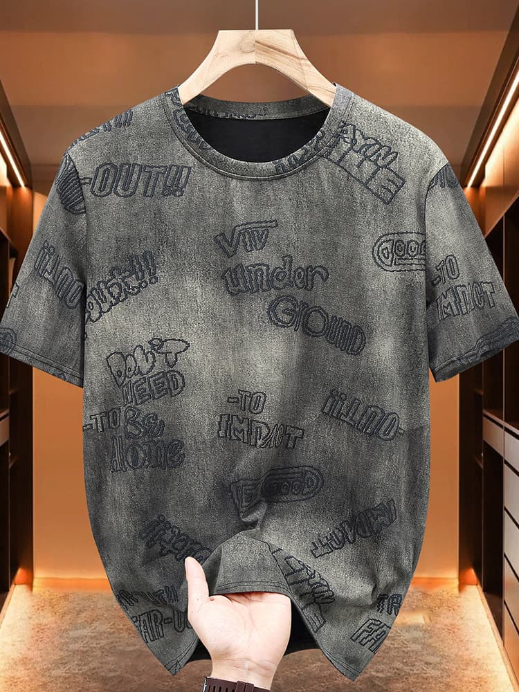 Men's Short Sleeve Plus Size T-Shirt Loose Summer 2024 New Tie-Dye Extra Large Casual Men's Clothing Trendy Big & Tall 2453