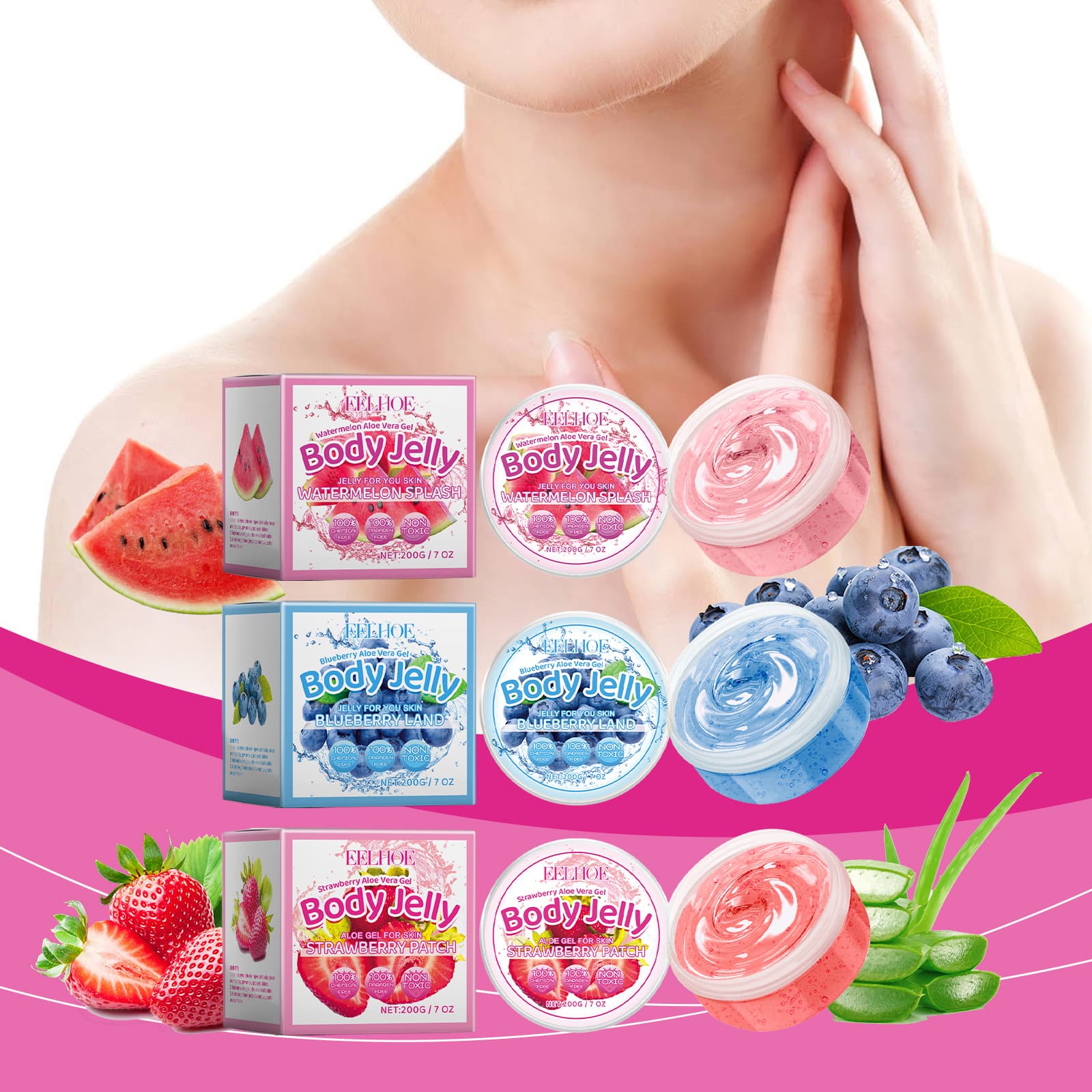 Eelhoe Body Gel Collection Moisturizing Body Care Hydrating Moisturizing Refreshing Skin Aloe Vera Gel