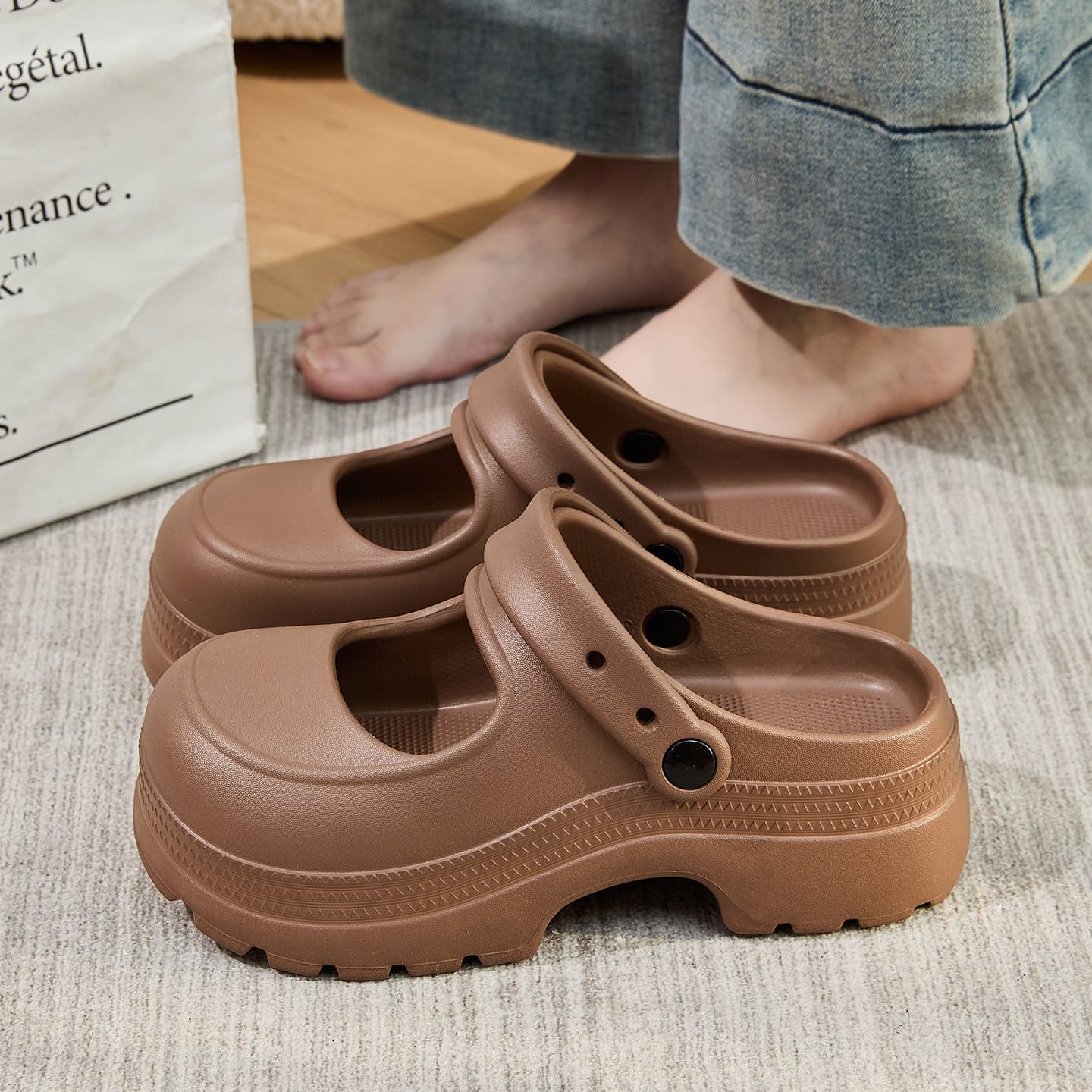 Lidani Mary Jane Croc Shoes Women's Outerwear Summer 2026 New Thick Soled Increased Seaside Beach Sandals for Girls