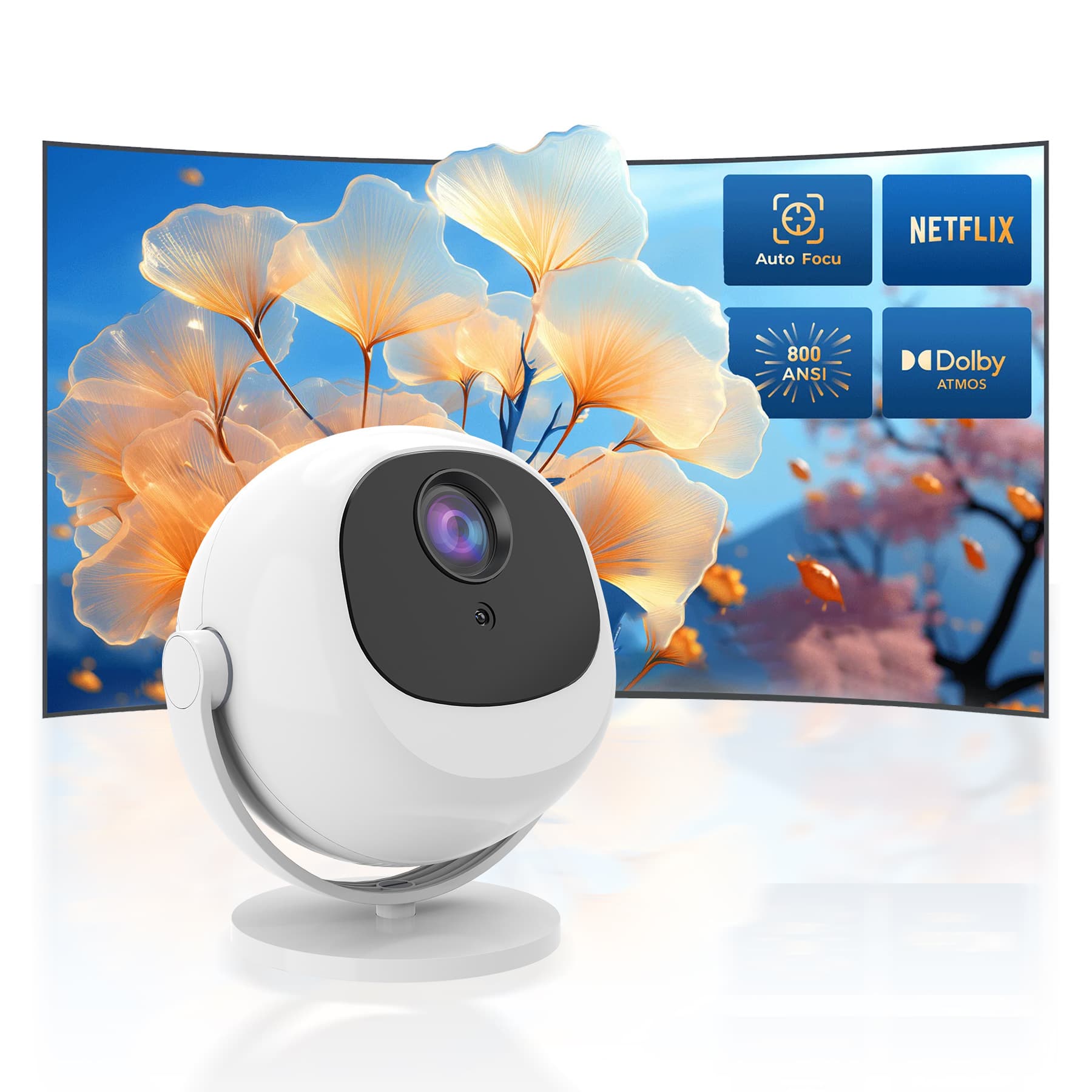Smoon380 Android 11 Projector, 1080P Full HD LCD 4K Portable Mini Smart Cinema Screen Projection