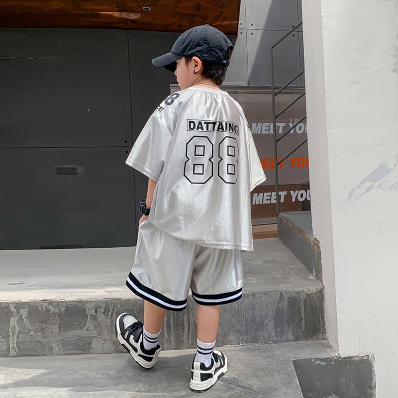 Trendy Basketball Uniform Set Summer Wear 2-Piece Boys' Clothing Sportswear for Middle And Large Children Comfortable Polyester Fiber