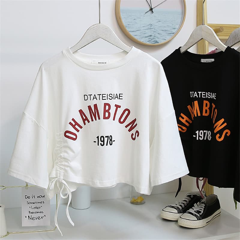 2024 Summer Elegant Short Sleeve T-Shirt Women's Design Sensibility Cropped Top Base Layer Trendy Flower Decorated Crew Neck T-S