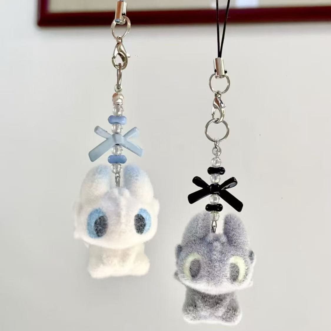 How to Train Your Dragon Dream Crossover Cute Toothless and Light Fury Couple Bestie Phone Keychain Student Bag Charm
