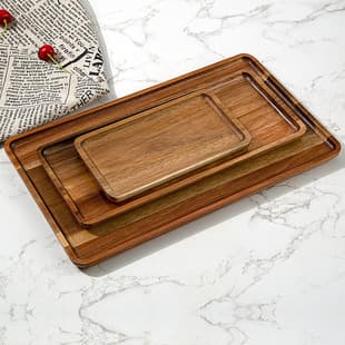 Wooden Tray Tea Plate Snack Plate Rectangular Tea Cup Storage Tray Home Entryway Storage Tray Fruit Plate Wooden Plate