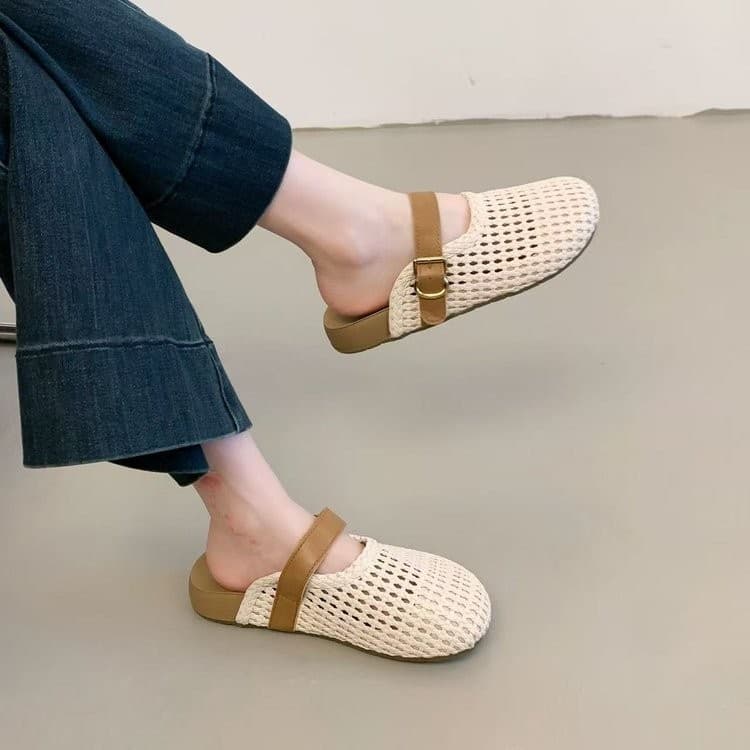 Trendy Retro Birkenstock Half-Wrap Sandals for Women Summer 2026 New Mesh Sandals Thick Sole Mary Jane Slide Sandals