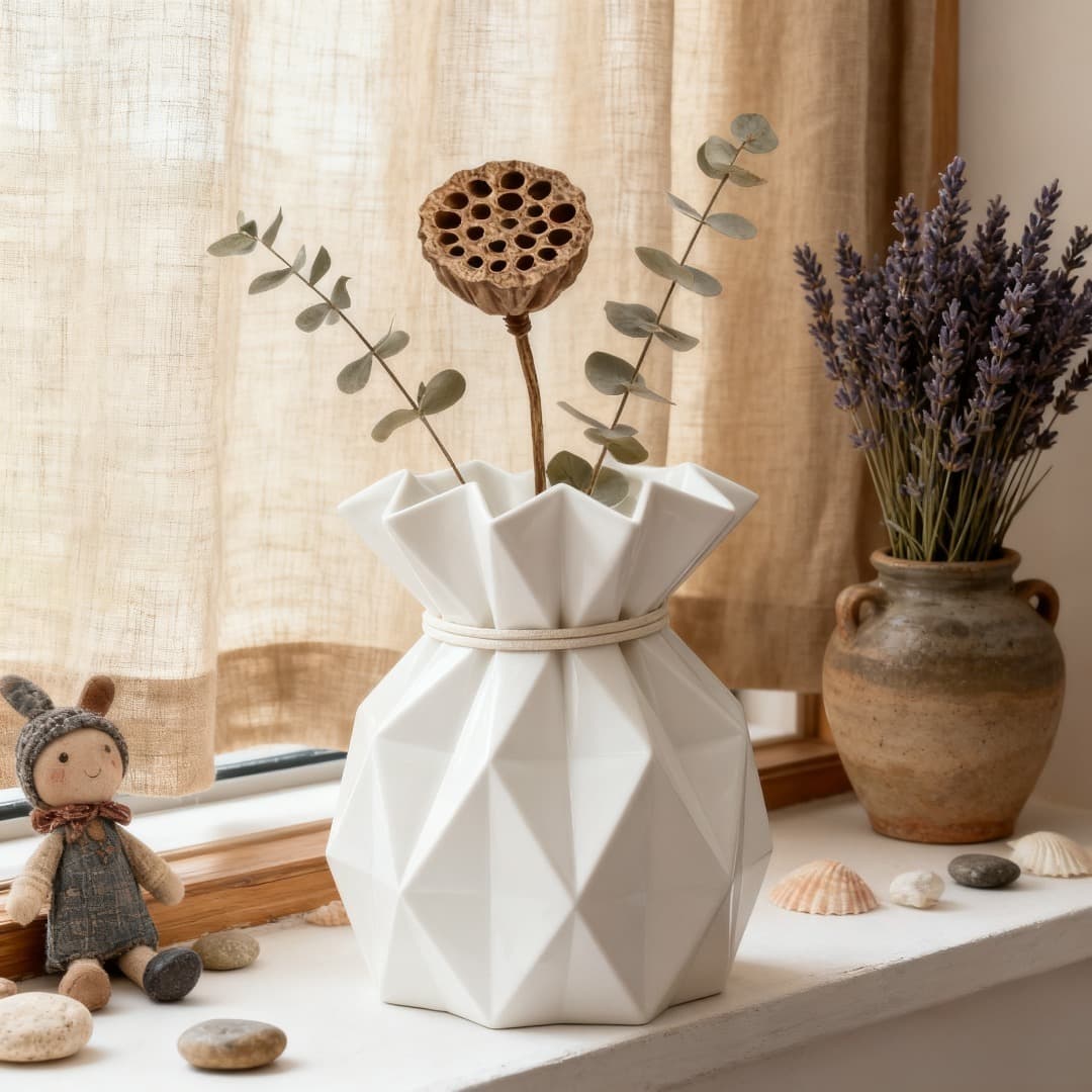 Cross-border popular geometric origami vase silicone mold scented candle plaster DIY ornament mold