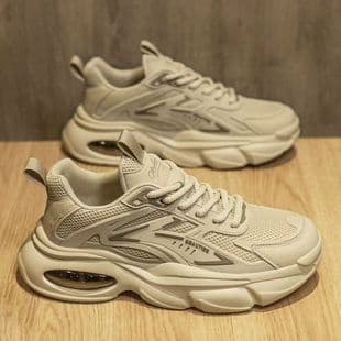 Men's Winter 2026 New Hot Style Pure Black Thick Sole Black Warrior Air Cushion Casual Sneakers Dad Shoes Trendy