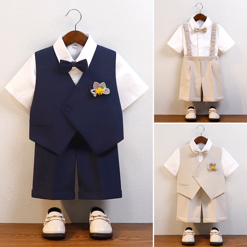Boys' suits, handsome vests, children's one-year-old flower girl dresses, Children's Day performance overalls, piano performance clothes