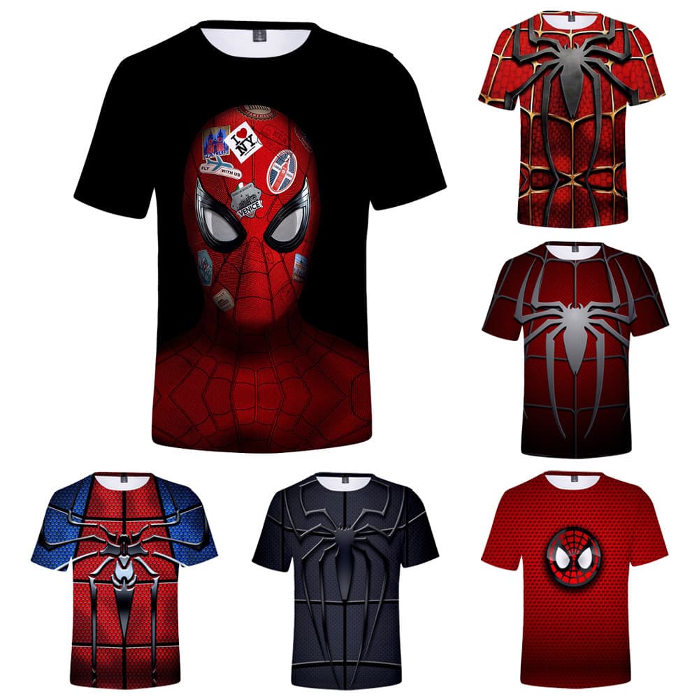 Cross-border Marvel Spider-Man Homecoming cosplay 3D printed short sleeve T-shirt for men, women, and children