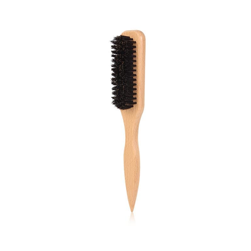 Cross-border Solid Wood Pointed Tail Beard Brush for Men, Pig Bristle Cleaning and Care Beard Brush, Smoothing and Grooming Hair Brush, In Stock