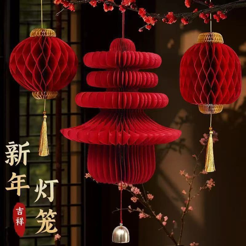 New Year 3D Spring character honeycomb lantern hanging gourd Spring character decoration door wall hanging Spring Festival New Year decoration manufacturer
