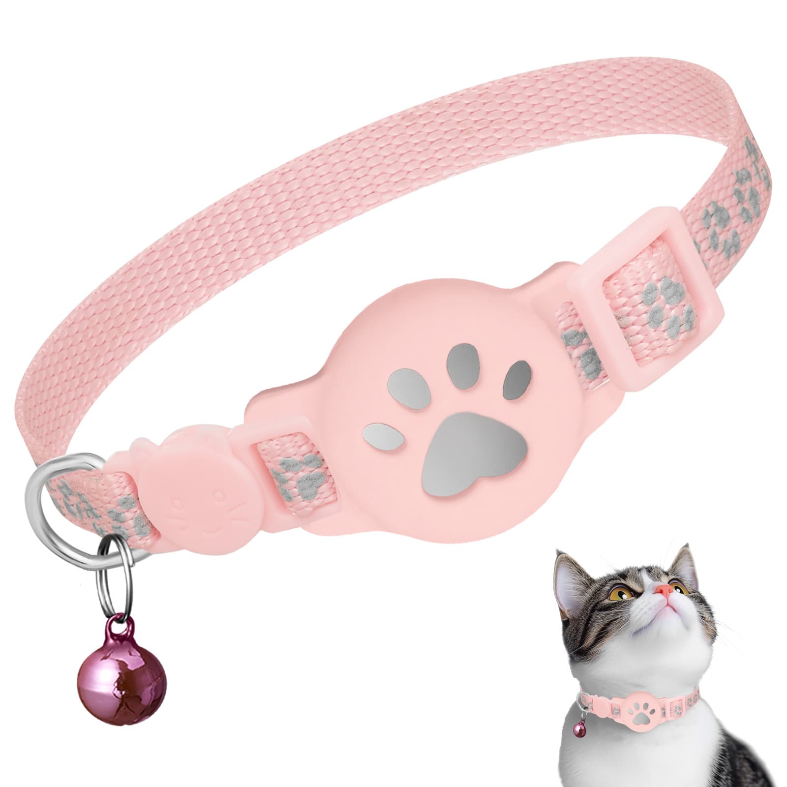 Compatible with Apple AirTag Tracker Protective Case Claw Style Reflective Collar with Bell Cat Collar In Stock