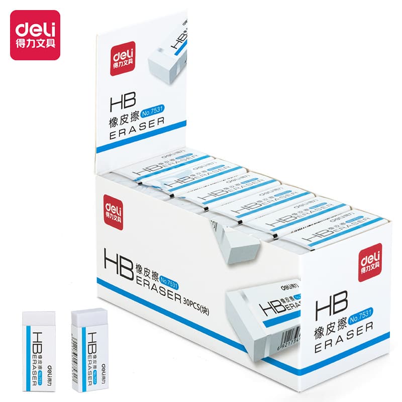 Deli Eraser HB Student Eraser Exam Art Drawing Eraser for Primary School Students 7531/7532
