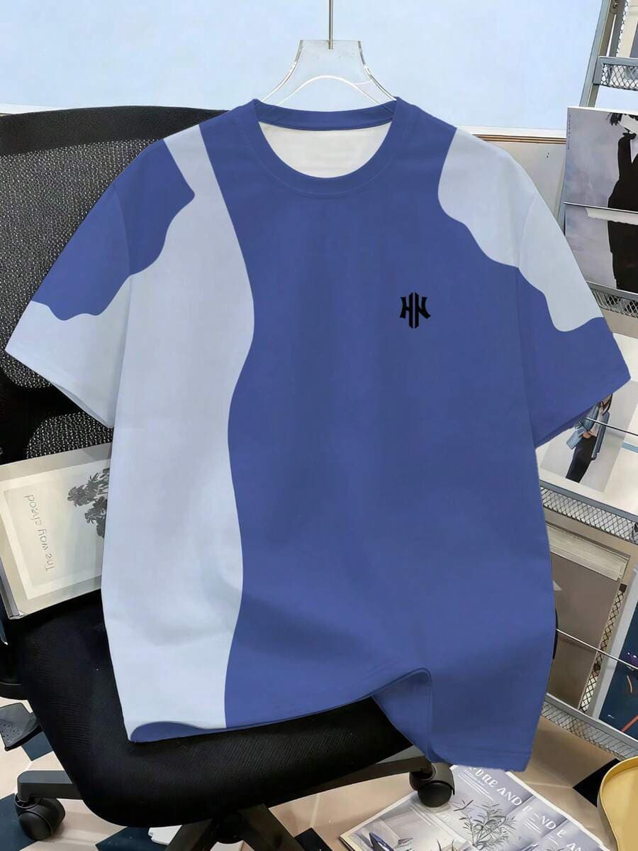Street Style Gradient Letter Print Round Neck Comfortable Versatile Unisex T-Shirt