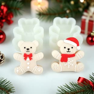 New Cute Christmas Santa Hat Bear Snowflake Scented Candle Mold Baking Cake Squishy Silicone Mold