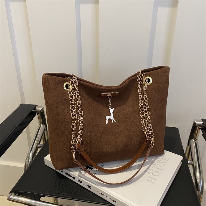 Retro commuter texture chain shoulder bag for women 2026 winter new fashion style ins armpit bag tote bag for women