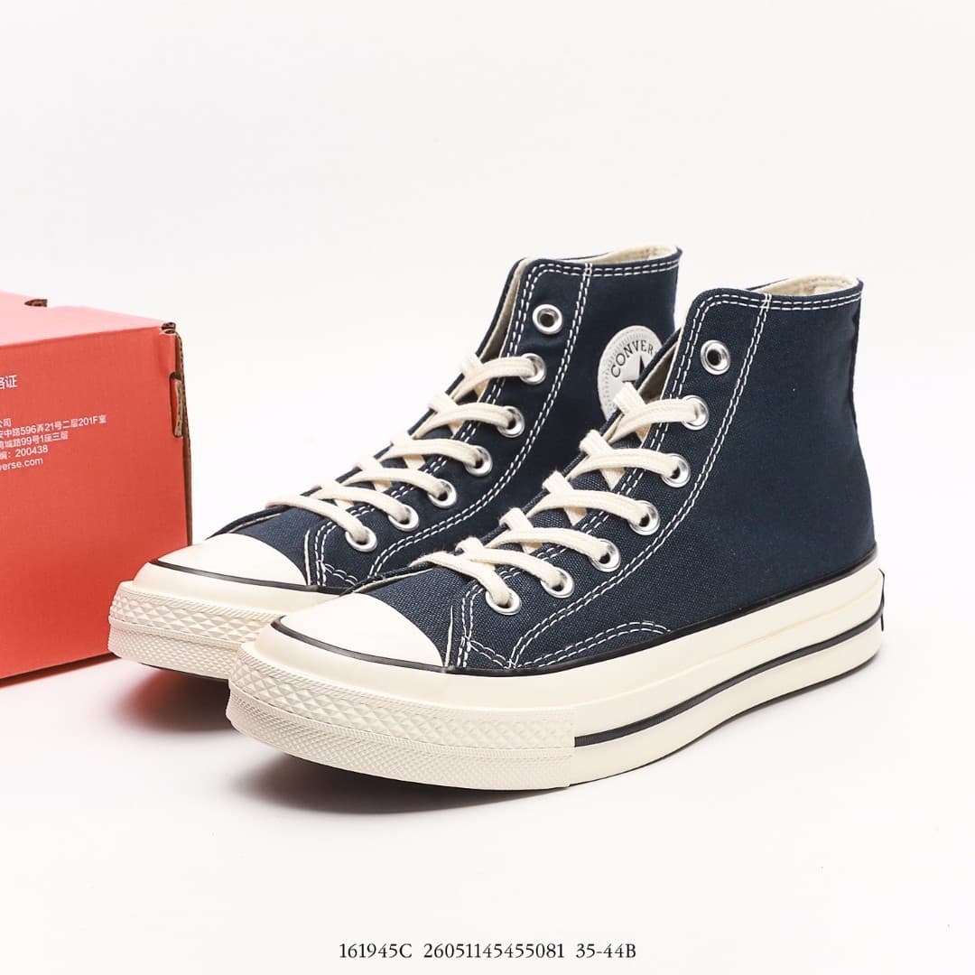 Genuine Converse 1970s Correct Version Navy Blue High Top Classic Unisex Vulcanized Canvas Shoes