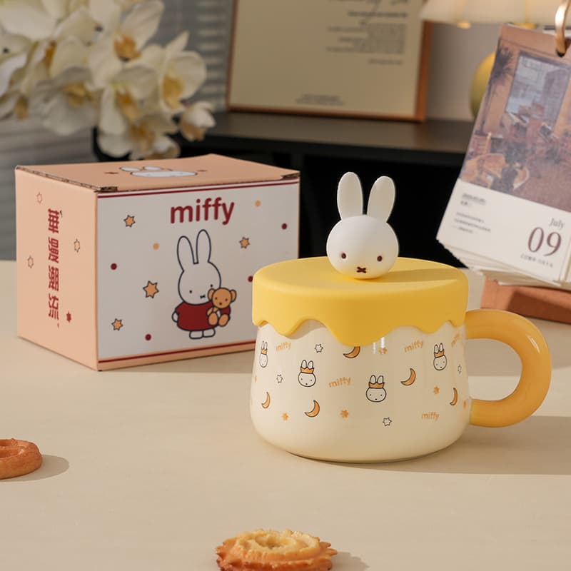 Cute MIFE Ceramic Mug with Lid Creative High-Quality Design Gift for Women Best Friend Birthday Souvenir