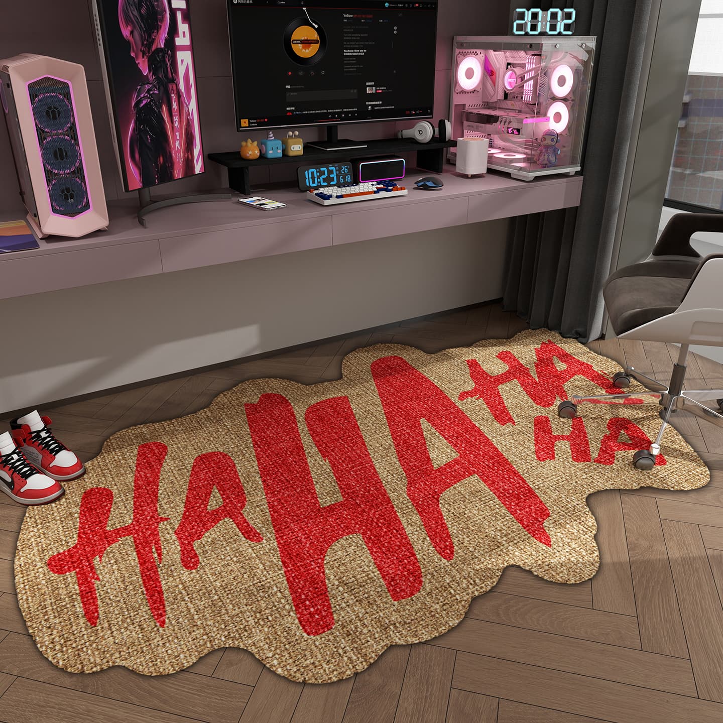 Gaming Room Carpet Creative Trendy Joker HAHA Rug Living Room Bedroom Bedside Rug Easy to Clean