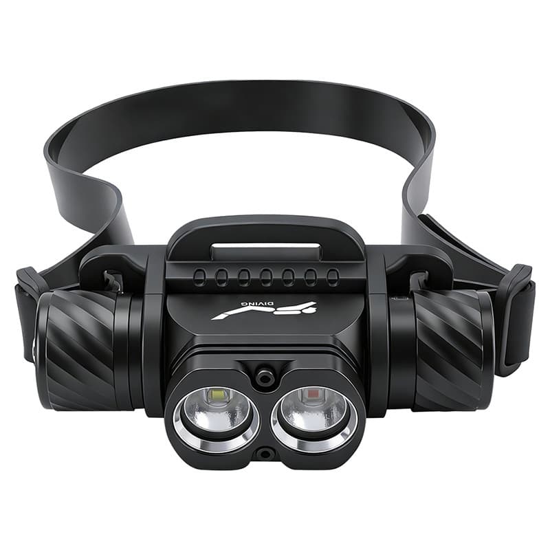 New white light + red light diving headlight, aluminum alloy flashlight, underwater photography and exploration of underwater diving equipment