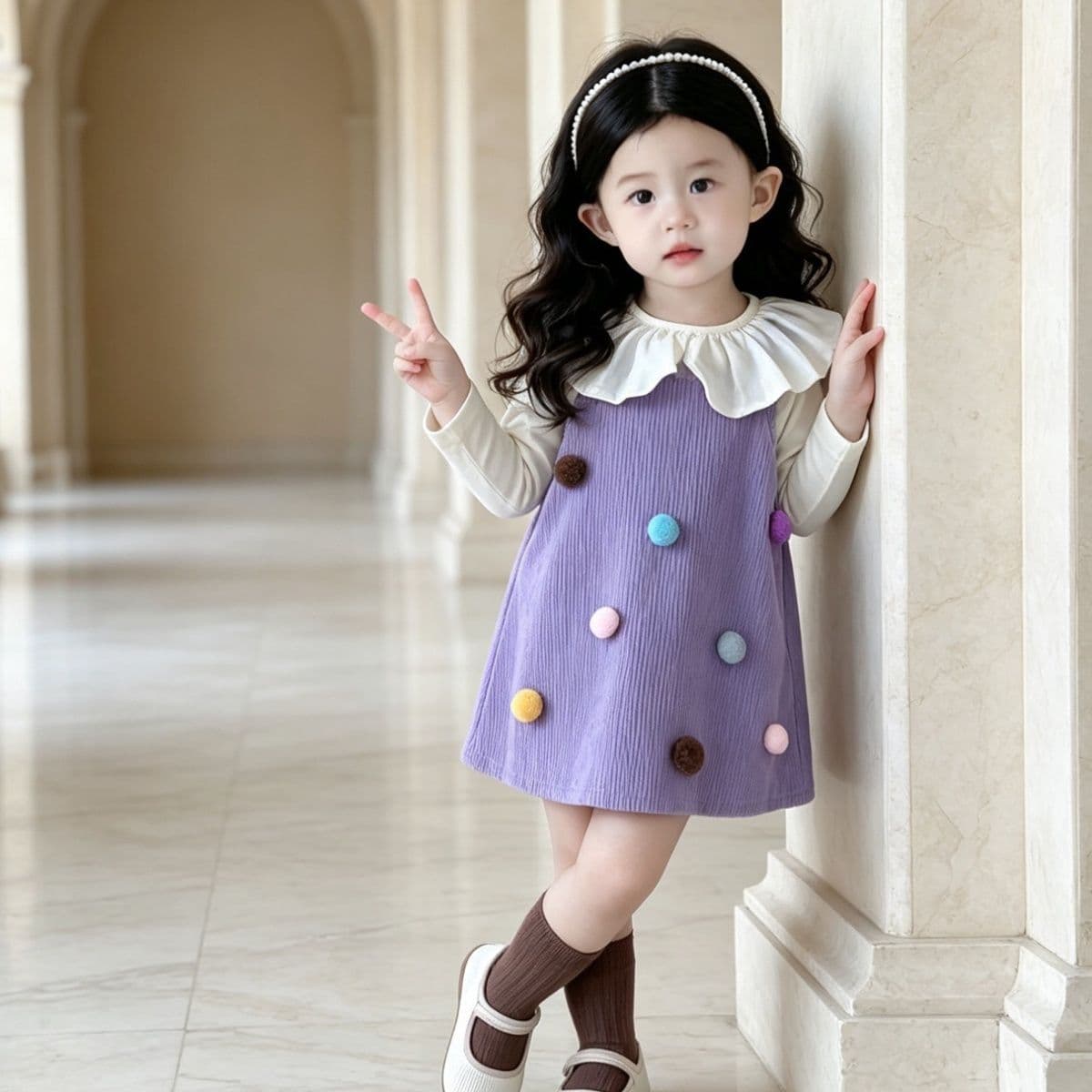 Girls Autumn Suspender Set New Baby Spring Dress Corduroy Skirt Western Style Two-piece Princess Vest