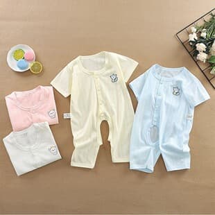 Baby Onesie Summer Thin Short Sleeve Newborn Summer Clothes Boys' Cotton Bodysuit Girls' Pajamas