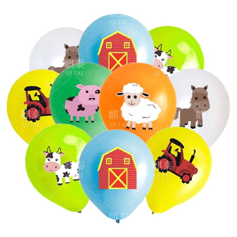 Cross-border Farm Theme Balloon Set Birthday Party Decoration 12-inch Ranch Animal Theme Latex Balloons