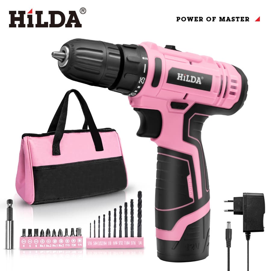 HILDA rechargeable home lithium battery 12v flashlight drill electric screwdriver set wholesale
