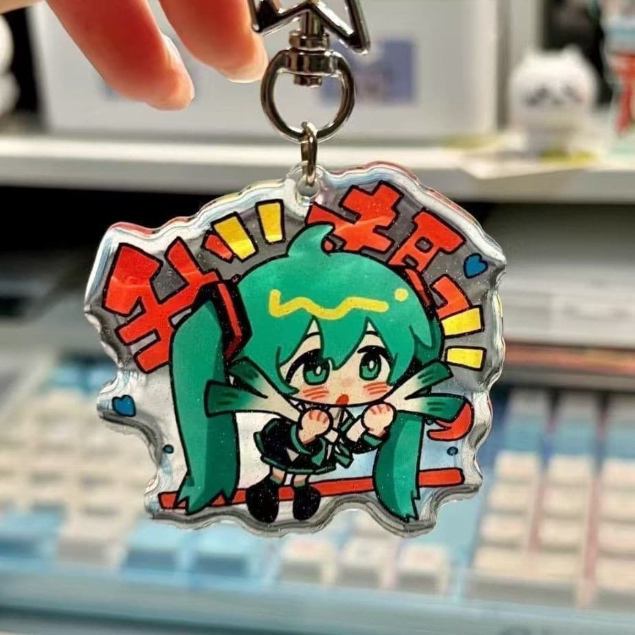 Hatsune Miku peripheral Q version acrylic keychain MIKU cute gift to friends and besties cartoon school bag pendant