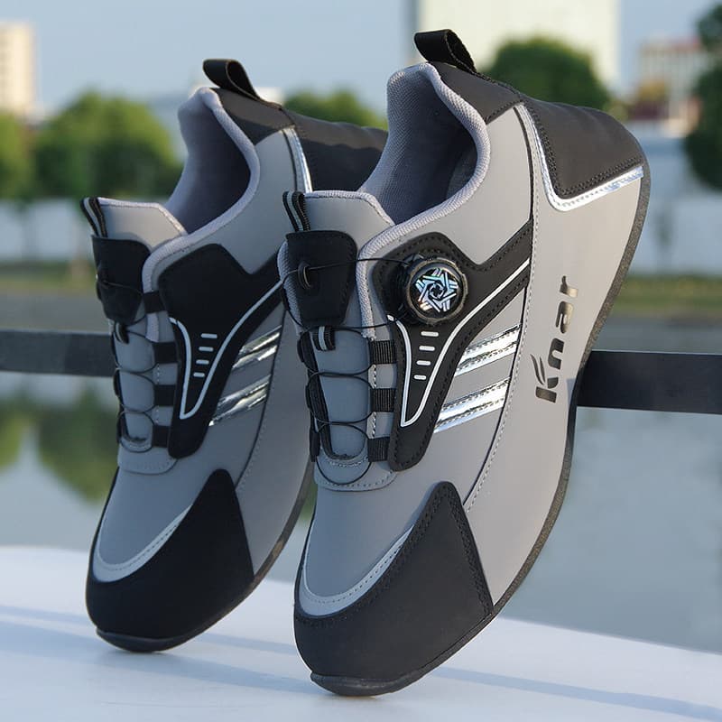 Rotary Buckle Men's Sports Shoes, Spring Autumn Leather Waterproof Anti-Slip Casual Shoes, Trendy Cross-Border Travel Shoes