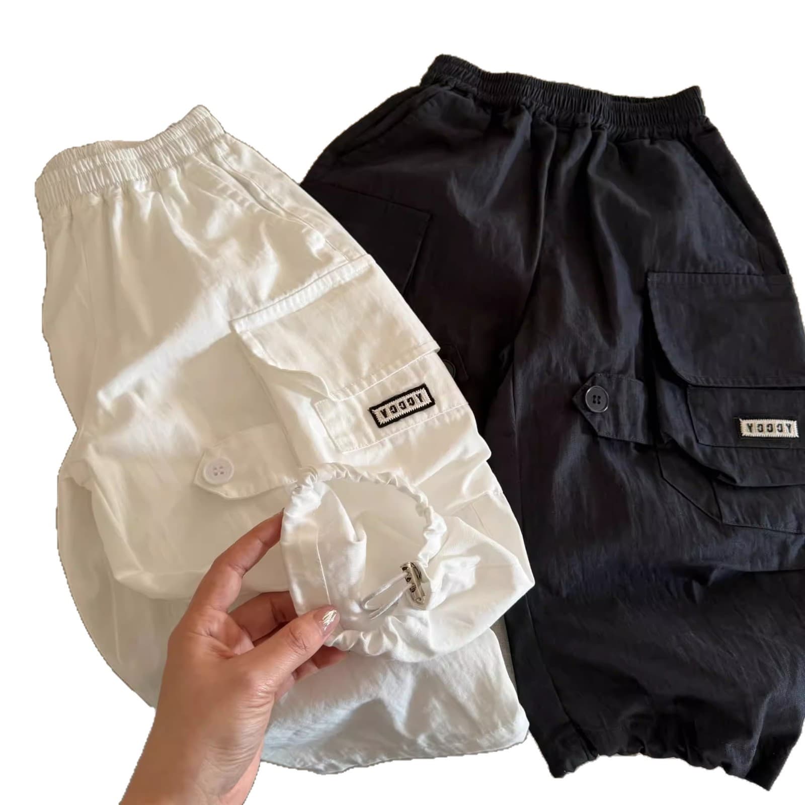 Cargo Style Multi-Pocket Drawstring Jogger Pants 2026 Spring New Arrival Unisex Kids Long Pants Casual Versatile Trendy