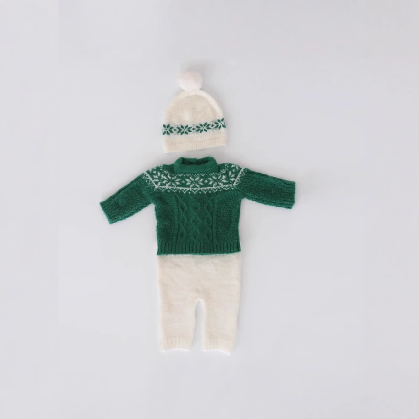 New Newborn Photography Outfit, Christmas Theme Mohair Hat and Bodysuit Set