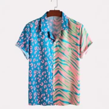 2026 Men's Zebra and Leopard Print Shirt, Vacation Hawaiian Fashion Beach Style Daily Wear Shirt