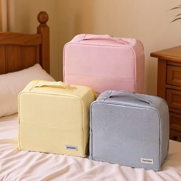 New Eco-Friendly Partitioned Upright Large Capacity Makeup Bag for Women, Travel Outdoor Handheld Portable Compartment Pouch