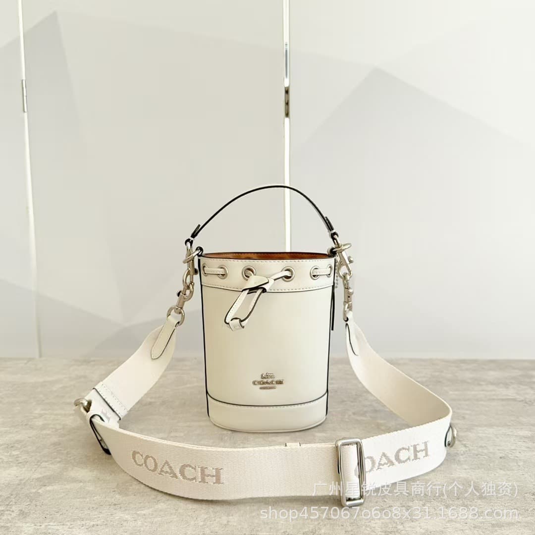New Koujia Dempsey Mini Embroidered Presbyopia Bucket Bag Hand-held Shoulder Crossbody Canvas with Genuine Leather Women's Bag